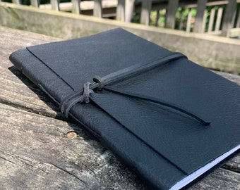 Black leather photo album, personalized, scrapbook style album, for 4x6 or 5x7 photos, free US shipping