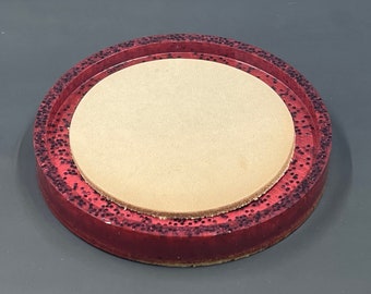 Leather handmade coaster, customizable, RED/BLACK SPARKLY, many other colors available, cork base epoxy resin coaster with leather surface.