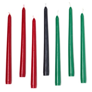 Kwanzaa Candles- Free Gift Included! 10 Inch  Dripless Taper Mishumaa Saba Candles set for your Kinara