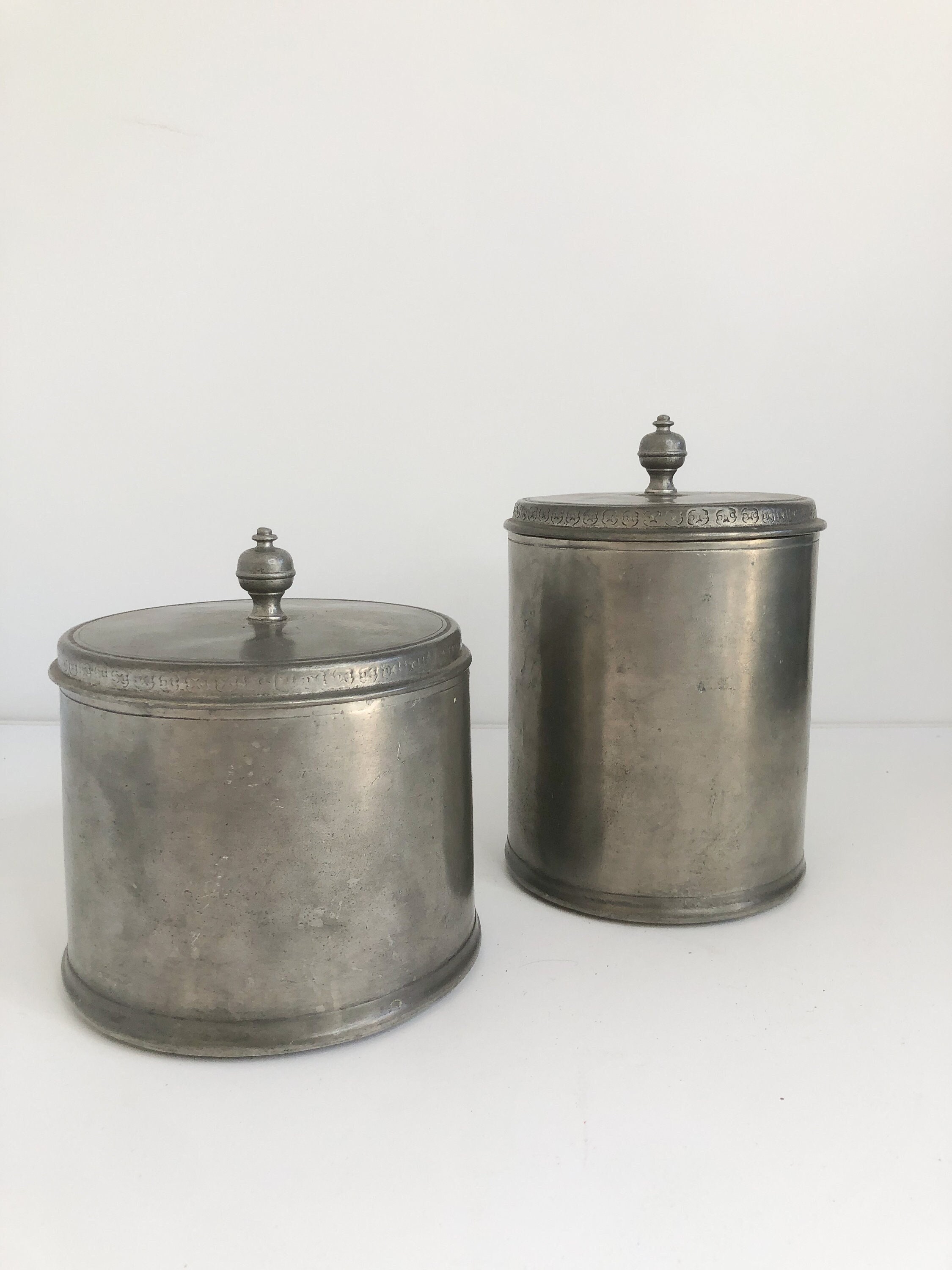Small glass container with pewter Newfoundland lid LB