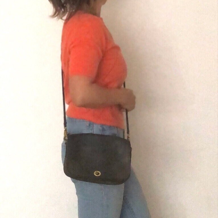 Leather coach shop messenger bag