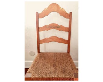 Vintage Ladderback Dining Chair with Rush Seat