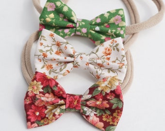 Floral headbands, floral hair bow, floral bow, newborn headband