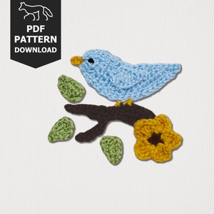 Bluebird on a Branch - Applique - Crochet Pattern