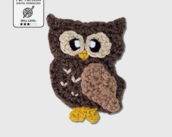 Modèle d'appliqué au crochet Hootie le hibou • Animal des bois (Modèle PDF)