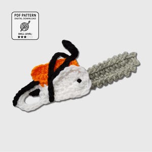 Crochet Chainsaw Applique • Lumberjack Tool Pattern • Logging • Outdoor Theme • Woodworking • Timber & Tools
