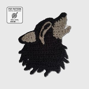 Padrão de aplique de crochê de lobo uivando • Motivo de lobo • Crochê de animais da floresta • Aplique de animal da floresta