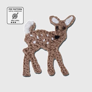 Aplique de cervatillo de cola blanca • Patrón de crochet • Ciervo del bosque • Aplique de animales PDF