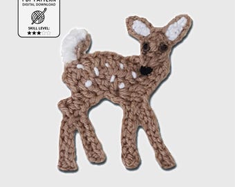 Whitetail Fawn Applique • Crochet Pattern • Woodland Deer • Animal Applique PDF
