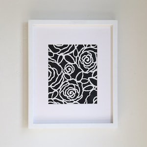 8x10 White And Black Modern Roses Wall Art