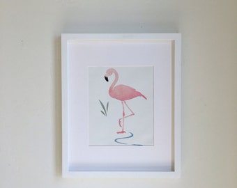 8x10 Metallic Pink Flamingo Nursery Wall Art