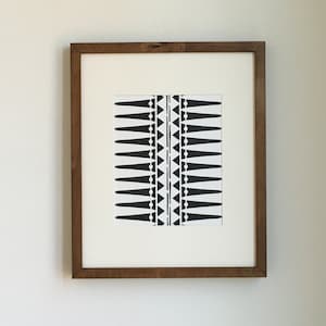 Black Tribal Wall Art, 8x10, Modern Boho, Aztec Print, Gallery Wall Art, Gold Black Wall Art, Black Triangles, Black Arrows, Office Art