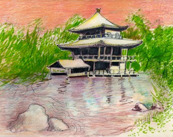 Kyoto, Golden Temple, sketch