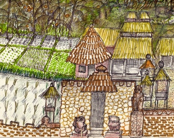 Bali Village, original sketch 1970's