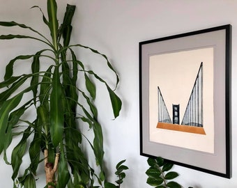 Golden Gate Bridge print, travel print, Home Decor, Vintage print
