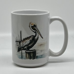 Mug - 15 oz Pelican Coffee Cup, Perfect Gift for Bird Lovers & Nature Enthusiasts