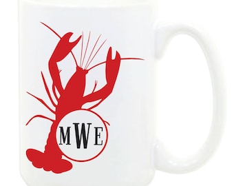 Crawfish / Loster Monogram Coffee Mug, 15oz.