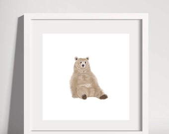 Brown Bear Illustration Print | illustrated Print | Bear illustration | Bear print | Bear | Bear Artwork | Bear Art | Digital Bear Print