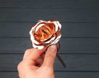 Copper jewelry, copper rose, 7 years anniversary, copper anniversary gift, 7th anniversary gifts, copper gifts, gift for her, copper flowers