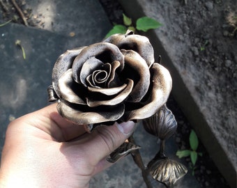 Regalo forjado, hierro forjado, forjado, acero, regalo de aniversario, metal, 4.ª boda, rosa de hierro, rosa de metal, regalo de aniversario, 4.º aniversario