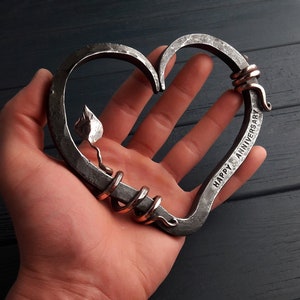 6th anniversary gift for her, 6th anniversary gift for him, Forged heart, metal heart, iron anniversary, wrought iron, heart sculpture