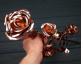 Copper sculpture, Copper decoration,  Copper anniversary gift, copper flowers, copper anniversary gifts, 7 year anniversary, copper rose