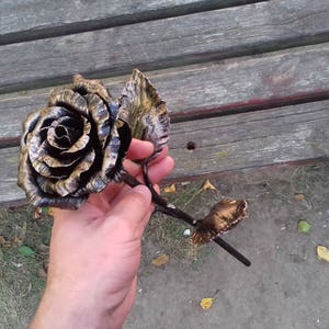 Metal rose, Iron gift for her, 6th anniversary gift, Metal art, Metal rose sculpture, Table decorations, Metal decorations, iron rose