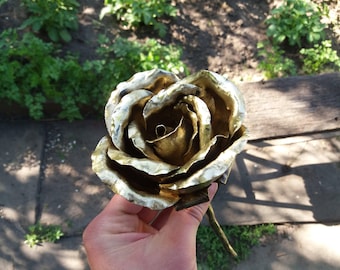 Regalo de bronce, regalo de aniversario de bronce, regalo para ella, octavo aniversario, octavo aniversario de bodas, regalo de octavo aniversario, arte de bronce con flor de bronce