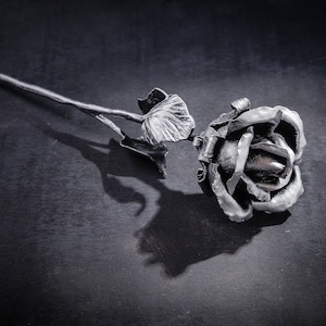 Iron anniversary gift, iron anniversary, gift for her , metal rose, 6th anniversary gift, iron flower, forged rose, silver rose, forged