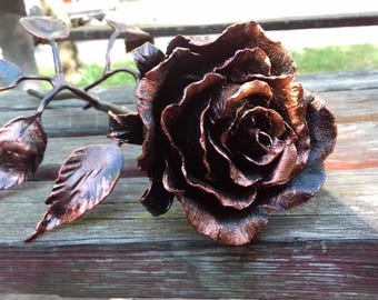 7th anniversary gift, 7th  wedding gift, 7th wedding, Steel rose, Steel, Forged, Copper Rose, wrought  iron, Iron Rose, Metal  flowers