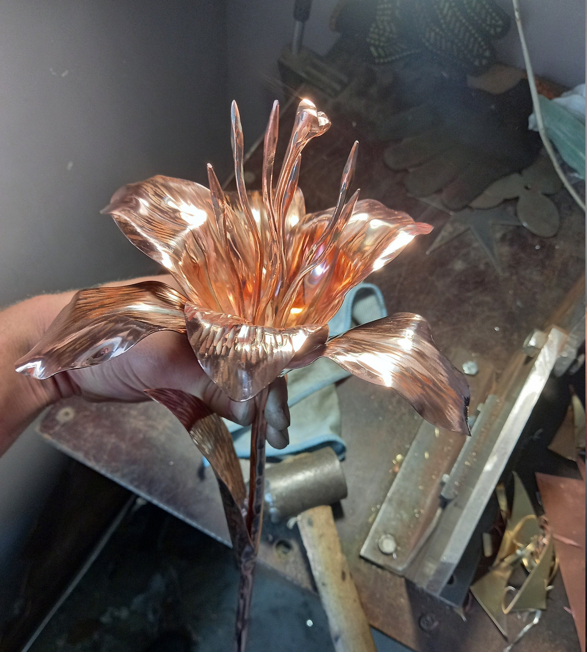 Copper lily, lily, 7th anniversary gift, copper anniversary, lily flowers, garden copper flowers, copper flower, copper, anniversary, 7th