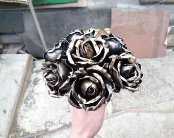 Wedding bouquet, Metal rose bouquet, Steel rose, 8th wedding, Iron anniversary gift, Iron Rose, steel rose bouquet, anniversary bouquet