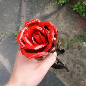 Red rose, Hand forged rose, Metal rose, Steel  Rose, iron anniversary, Iron Rose 6th anniversary gift, sixth anniversary, geschmiedete rose