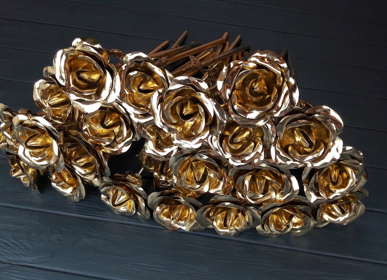 24 Bronze Roses Bronze Gift for Her 8 Years Anniversary Etsy