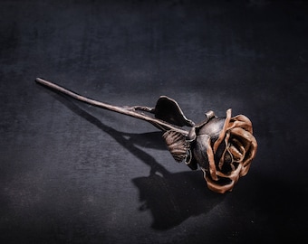 Rosa de ferro, Rosa de ferreiro, Presente de 6º aniversário, Presente de ferro para ela, Escultura de rosa de metal, Decorações de mesa, Decorações de metal, Rosa