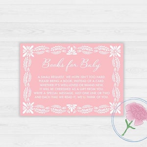 Mexicaanse roze talaveraboeken voor baby Sign & boekverzoekkaarten, Cielito Lindo roze afdrukbaar 8 x 10 bord en afdrukbare 5 x 3,5 boekverzoekkaarten