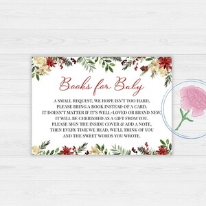 Wintergroenboeken voor babybord en kaarten, kerstthema afdrukbaar 8x10 teken, winterbloemen afdrukbaar 5"x3.5" boekverzoek kaartinzetstukken