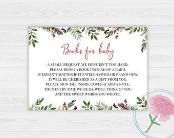 Merry Little Baby Books For Baby Sign and Card Insert,Christmas Baby 8x10 Sign,Santa Baby Printable 8x10 Sign & 5x3.5 Book Request Card