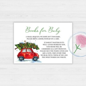 Borden en inzetstukken voor autoboeken voor baby, Afdrukbaar bord met kerstthema van 8 x 10, afdrukbaar bord voor kerstauto van 5 x 3,5 met insteekkaarten