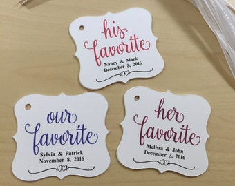 His Favorite Her Favorite Wedding Favor Tags,Our Favorite Wedding Tags, Custom Treat Favor Tags