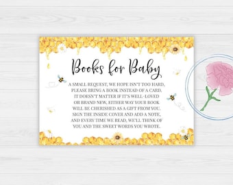 Bee and Sunflowers Books For Baby Sign and Inserts,Bee Printable 8x10 Sign,Bee Printable 5x3.5 Book Request Cards,Bee Sign & Book Cards