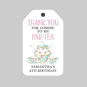 Tea Party Birthday Favor Tags,Tea Party Tags,Thank you for coming to my PAR-TEA! Tea Time Birthday Party Tags,Printed Favor Tags