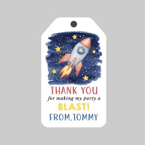 OUTER SPACE Party Birthday Favor Tags,SPACE Themed Tags,Thank you for making my party a blast! Rocket Party Tags,Printed Favor Tags