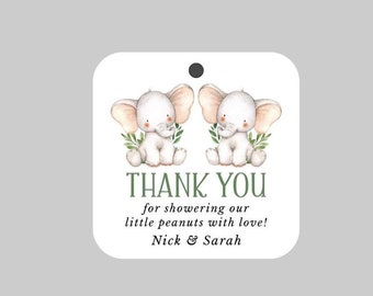 Elephant Twins Baby Shower Tags,Little Peanuts Favor Tags,Twin Baby Elephants Tags,Twin Elephants Baby Shower Tags,Gender Neutral Favor Tags