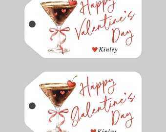 Valentine's Day Party Tags,Valentine's Day Tags,Valentine's Martini Tags,Happy Valentine's Day Printed Tags,Galentine's Day Gift Tags