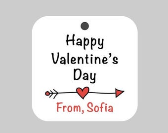 Valentine's Day Tags,Valentine's Day Party Tags,Kids Valentines,Happy Valentine's Day Printed Tags,Valentine's Day Gift Tags,Valentine's Day