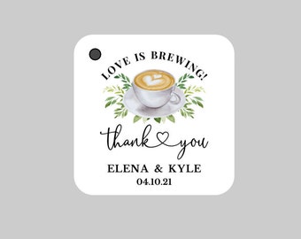 Love is Brewing Favor Tags,Tea or Coffee Bridal Shower Tags,Tea or Coffee Couples Shower Tags,Tea or Coffee Wedding Tags,Love is brewing!