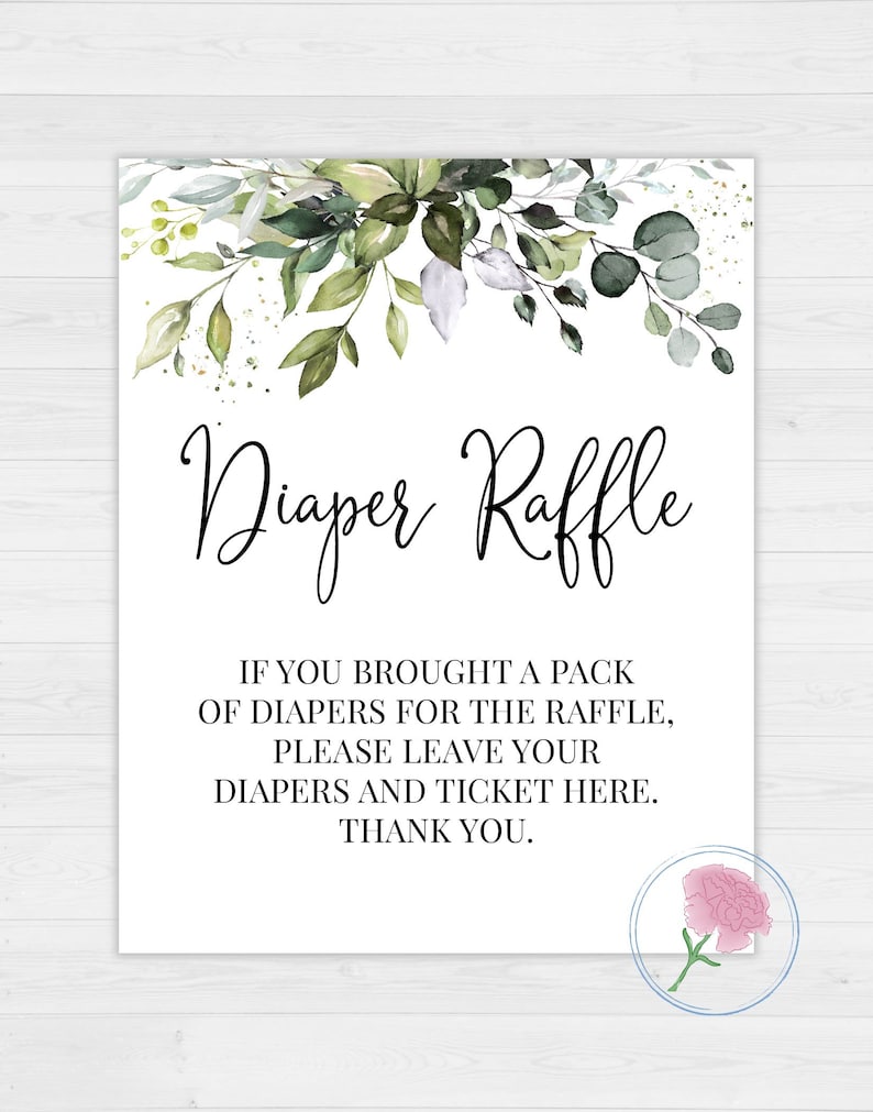 Greenery Eucalyptus Diaper Raffle Sign & Tickets,boho Greenery ...