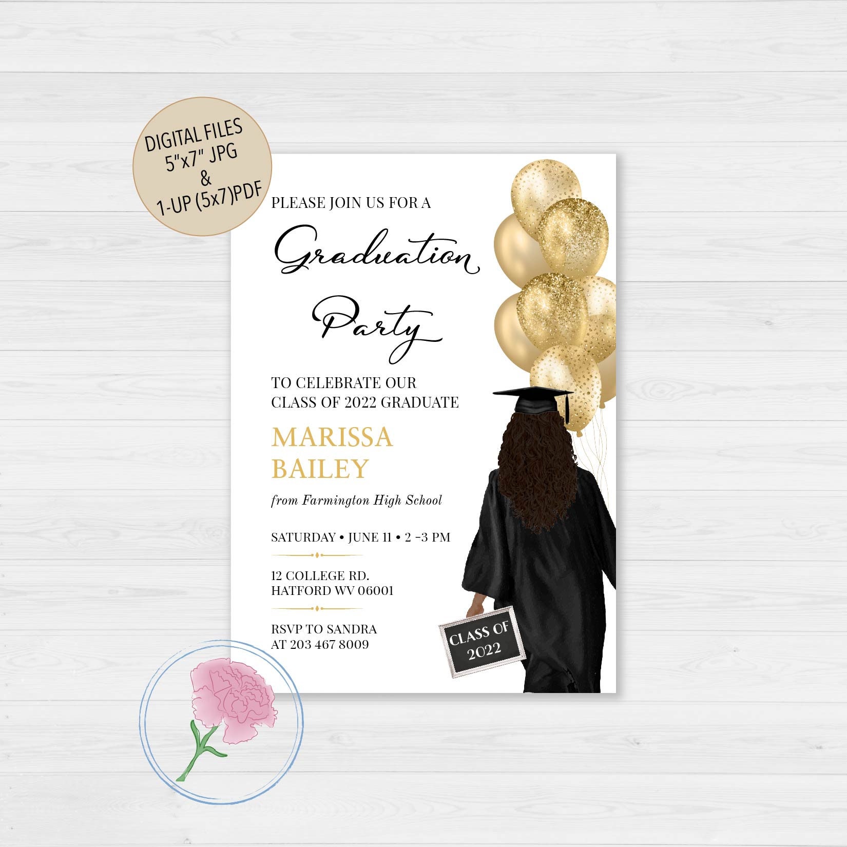 Graduation Party Invitation, Graduation Party Invitation GIRL GRAD  3,University Grad Party Invite,High school Grad Party Invite, image size:1650x1650