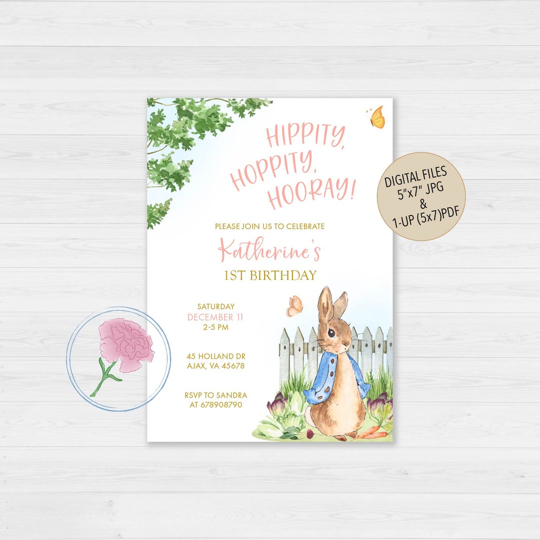 Invitación de cumpleaños de Peter Rabbit invitación de - Etsy España